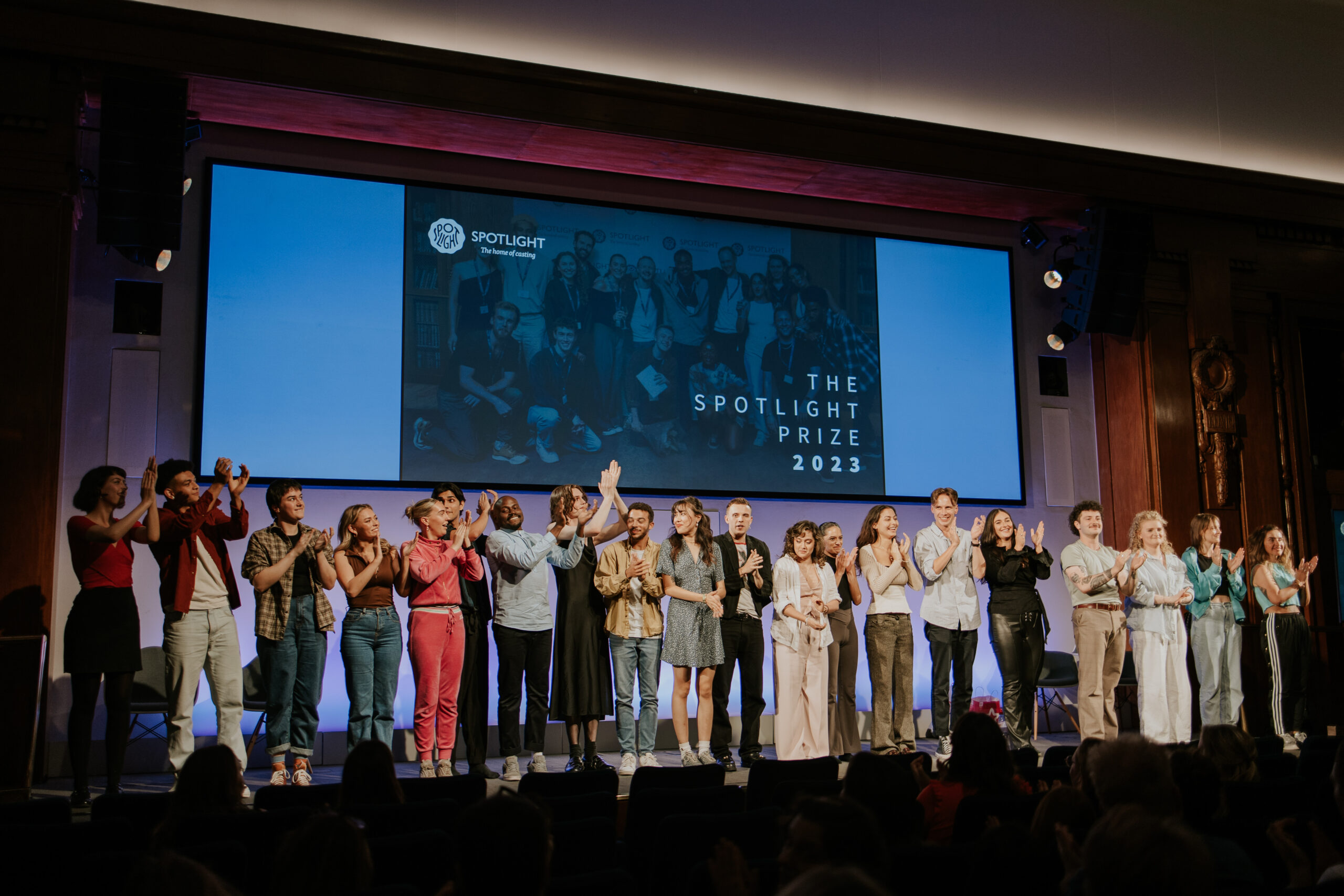 The Spotlight Prize 2023 finalists on stage clapping after their showcase